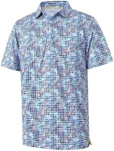 Golf Shirts for Men Dry Fit Short Sleeve Print Performance Moisture Wicking Polo Shirt