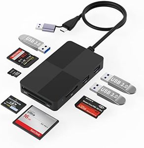 USB C USB3.0 Multi Card Reader Hub, USB 3.0 Memory Card Adapter with Multiport Hub of 3 USB3.0, 5 Memory Cards for XD, CF, MS, SDXC, SDHC, MMC, Micro SDXC, microSD, Micro SDHC, UHS-I