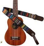 MUSIC FIRST Classic Country style Soft Yarn-dyed fabric & Genuine Leather Ukulele Strap Ukulele Shoulder Strap Version 2.0 With a MUSIC FIRST Genuine Leather Strap Locker