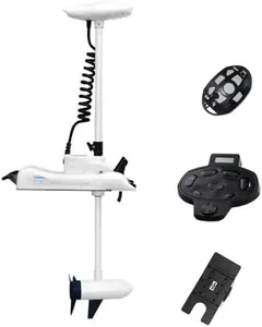 AQUOS HASWING White 12V55LBS 54inch Bow Mount Trolling Motor with 2.4G Remote Control, Wireless Foot Control, Quick Release Bracket for Inflatable Boat Bass Boat Fishing, Freshwater/Saltwater