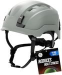GE Safety Helmet, Impact Absorbing Tech, Adjustable Ratchet, ANSI Type 1, Memory Foam Padding, Hard Hats Protection, Lightweight, Durable, Chin Strap - Gray, Class C, Vented OSHA Approved