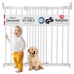 BabyDan FlexiFit, Covers openings between 67-105.5 cm/26.4-41.5 inches, Extendable and Flexible Stair Gate/Baby Gate/Safety Gate, Metal, White, Made in Denmark - (Pet Gate/Dog gate)