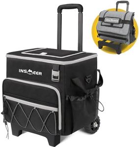 INSMEER 55 Cans/40L Collapsible Soft Cooler with Wheels, Leakproof Insulated Rolling Cooler Bag with All-Terrain Cart, Portable Large Travel Coolers for Beach, Camping, Grocery Shopping (Black)