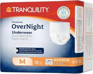 Tranquility Premium Overnight Disposable Absorbent Underwear (18 Count) - M, 34-48 in. Waist - Maximum Absorbency, All-Night Sleep, Breathable Comfort, Adult Diapers