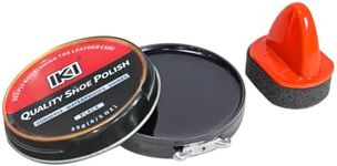 IKI Black Shoe Polish Paste - 1.23 oz Boot Wax Polish with Sponge Applicator for Leather Boots and Shoes Polishing, Conditioning and Restoring