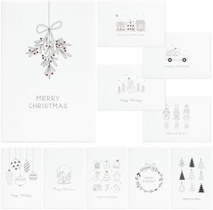 ZICOTO Beautiful Doodle Christmas Cards Set of 20 - Incl. Bulk Envelopes, Matching Stickers And Storage Box - Perfect to Send Warm Holiday Wishes to Friends and Family, 4x6, Black