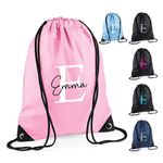 Customisable Personalised Drawstring Bag - Ideal PE Kit, Gym, and Swimming Bag for Boys, Girls, Kids in Nursery and Primary School, Available in Multiple Colours with Monogrammed Initial and Name