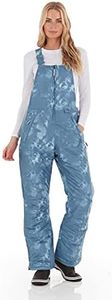 Arctic Quest Womens Ski Snow Bibs Pants Insulated Water Resistant Overalls Snowboarding Winter Waterproof Pants Women, Grey Tie, Medium