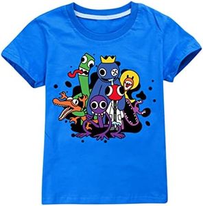 shumintaojin Kids Boys T-Shirts Fashion/Clothing/Tops/Shirts Game Cartoon Clothing Youth Round Neck Short Sleeve 6-13Years (as1, Age, 7_Years, 8_Years, Blue)