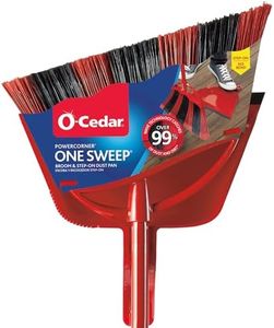 O-Cedar One Sweep Broom with Step-On Dustpan | Remove 99% with One Sweep | Lightweight Quiet Cleaning Tool | Ideal for Pet Owners