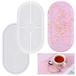 Zocipro 2Pcs Resin Coaster Moulds Silicone, Oval Plate Epoxy Casting Mould, Jewelry Bead Storage Tray Mould, Ashtray Coaster Making Molds for DIY Art Craft, Home Office Club Decoration