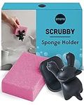OTOTO Scrubby Sponge Holder for Kitchen Sink - Gray Cat Kitchen Sponge Holder - Dishwasher Safe Dish Sponge Organizer- Rust-free - 3.9x3.1x3.9 inches