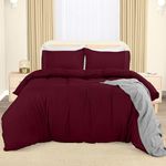 Utopia Bedding Double Duvet Cover Set - Duvet Cover Double with Embroidered Pillowcases - Soft Microfibre Polyester Bedding (Burgundy)