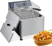 Deep Fryer with Basket Commercial, 11L Electric Countertop Fryer, Stainless Steel Deep Fryers for Restaurant Home Use with Extra Large Frying Basket and Lid, 120V, 1700W