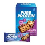 Pure Protein Bars - Nutritious, Gluten Free protein bar, made with Whey protein blend - low sugar, protein snack. Deliciously satisfying. Chewy Chocolate Chip (Pack of 6) (Packaging May Vary)