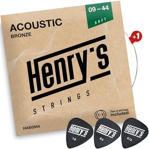 Extra Light Acoustic Guitar Strings 09-44 - Easy On Fingers & Excellent Sound - Extra E-1 String & 3 Guitar Picks - Super Light Acoustic Guitar Strings - Steel Guitar Strings Acoustic 6 String Set