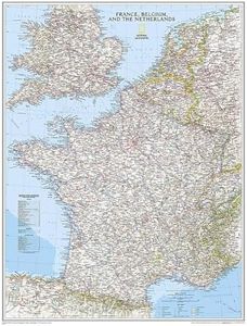 National Geographic France, Belgium, and The Netherlands Wall Map - Classic - Laminated (23.5 x 30.25 in) (National Geographic Reference Map)