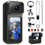 Mini Body Camera 128G with 1.47inch LCD Screen, 2.7K Thumb Size Action Body Cam with Audio&Video Thumb Hands Free POV Recording, Mount Free, Magnetic Sport DV for Bike Cycling Vlogging Pet Walk Swim