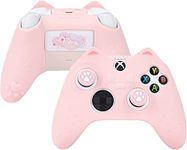 GeekShare Cat Paw Controller Skin for Xbox Series X, Anti-Slip Silicone Cover Protector Case Compatible with Xbox S/X Controller with 2 Cat Paw Thumb Grips Caps, Pink