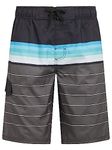 Kanu Surf Boys' Viper Quick Dry UPF 50+ Beach Swim Trunk, Iconic Black/Charcoal, 14-16