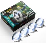 Bell+Howell Swivel Disk Lights Deluxe Set of 4 Inground Solar Lights with 8 LED Bulbs Solar Power Outdoor Lights for Yard, Garden and Lawn – Wireless, Stakes Included - As Seen On TV