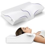 MY ARMOR Orthopedic Memory Foam Contour Cervical Pillow for Neck and Shoulder Pain, Extra Curve Neck Support Pillow for Sleeping, Dual Height, Diwali Gifts for Family and Friends, Pack of 1, White