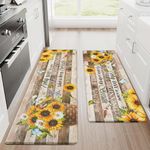 Likiyol Sunflower Kitchen Rugs Set of 2 Farmhouse Kitchen Mats for Floor Anti Fatigue Mats for Kitchen Floor, Butterfly Floral Kitchen Rugs Non Slip Washable Kitchen Floor Mats, 18''x 48''+18''x 60''