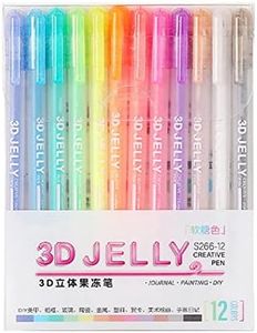 Streamzio 3D Jelly Pen Set, 3D Glossy Jelly Pens, Gel Ink Pens for DIY Painting, Drawing, Coloring, DIY Crafting, and Nail DIY - Perfect for Glass, Plastic, and More (12 Colors Set)