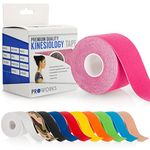 Proworks Kinesiology Tape | 5m Roll of Elastic Muscle Support Tape for Exercise, Sports & Injury Recovery - Hot Pink