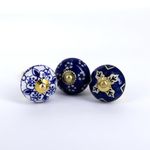 OwlKraft Vintage Door knobs Set of 12 Blue Blessing Ceramic Glazed Knobs - Cabinet knobs - Drawer knobs - Cabinet pulls - Door knobs Handle Knobs (Design-1)