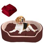 DRILLY Velvet Dog Bed With Blanket Washable Soft Reversible Dog Bed For Small|Medium|Large|Extra Large|Xxl|3Xl|4Xl Size Dogs|Cats|Puppy|Pet|Rabbit|Cushion Pillow (S)