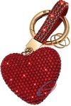 iAccessories Sparkling Rhinestones Crystal Heart Key Ring | Keychain Charm for Girls Bags, Wallets and Luggage - Red