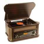 Fenton Memphis Vintage Record Player - Retro Vinyl & Cassette Player with CD, DAB Radio - Dark Wood Classic Turntable for Vintage Music Lovers | Vintage Vinyl Player, Retro Record Player