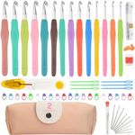 Moseem Crochet Hooks Set 54 Pack,14 Pcs Colorful Ergonomic Comfort Rubber Soft Grip Crochet Needles, Crochet Hook for Beginners Adults,Sister Gift, Knitting Tools with Portable Case,Size 2mm to 10mm