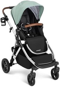 Mockingbird Single-to-Double Stroller 2.0 - Modular Full-Size Baby Stroller for 1, 2 or 3 Kids - Includes Cup Holder - Sage