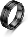 Custom Engraved Couple Rings, Matching Rings for Couples Stainless Steel Mens Wedding Rings Tungsten Engravable Heart Promise Rings for Women Name Inside Engraved Ring,Size 5-13 (Black-Men)