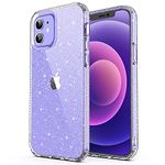 ULAK for iPhone 12/12 Pro Case Clear Glitter Soft TPU Cover Anti-Scratch&Shockproof Transparent Protective Phone Case Compatible with iPhone 12/iPhone 12 Pro 6.1 Inch, Clear Glitter