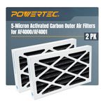 POWERTEC 5 Micron Activated Carbon Outer Air Filters for Wen 3410, POWERTEC AF4000/AF4001 & Shop Fox W1830 Air Filtration Systems for Workshop and Garage, Replacement for Wen AF9165C, 2PK (75094-P2)