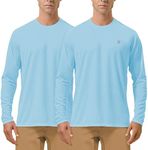 Roadbox Men's 2 Pack UV Sun Protection SPF UPF 50+ Long Sleeve Quick Dry Fishing Shirts Outdoor Rash Guard for Running Hiking Swimming
