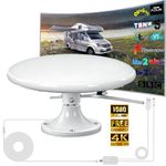 CSUXYD Outdoor TV Aerial, Freeview HD RV TV Aerial, 720° Omni-Directional Long Range Reception Aerial for Smart Tv, For Caravan/Motorhome/RV/Yacht/Attic (Off-White)