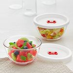 Borosil Serving & Mixing Bowl with Lid | 2 pc Set (350 ml Each)| Borosilicate Glass Bowl for Kitchen & Dinning | Multipurpose Bowl for Mixing Dough, Salad, Batter, Pasta | Microwave & Dishwasher Safe