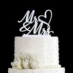 Mr and Mrs Cake Topper - Wedding, Engagement, Wedding Anniversary Cake Toppers Decorations, Mirror Silver Acrylic