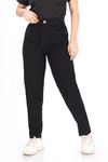 Women's Mom Fit Jeans I Denim Ankle Length Stretchable Pant with Curved Pocket I Clean Solid High Waist Loose Fit Pants I Stylish & Trendy Look I for Office Party Home Girls & Women (32, Black)