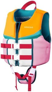 AEOCOO Toddler Swim Vest for 30-50 Pounds, Kids Pool Floaties Vest 3-5 Year Old, Puddle Swim Jumper Buoyancy Jacket, Boys, Girls, Niños, Colorful Summer