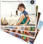 Plastic Magnetic Photo Frame Pockets for Refrigerator (6X4 5pcs , White)Rectangular, Tabletop