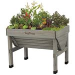 VegTrug Small (1m) Raised Outdoor Wooden Kitchen Garden Planter for Balcony Patio Terrace to Grow Vegetables Fruits and Herbs (Grey Colour)