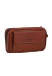 Gusti Leather Pipe Bag - Diego Pipe Pouch for 3 Pipes Extra Tobacco Compartment Inner Fabric from Natural Rubber Pipe Bag Brown Leather