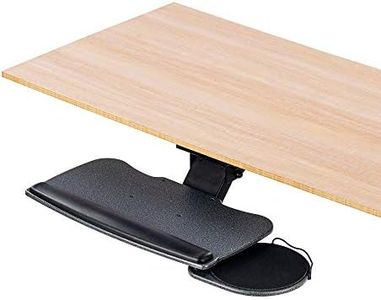 FERSGO Under Desk Keyboard Tray, 20" x 11" Tray, 17.75" Track, One Knob Control, Undermount Sliding Computer Keyboard and Mouse Tray with Wrist Rest, Swivels 360° with Adjustable Height and ±15° Tilt