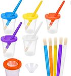 Jatidne Kids Paint Pots with Lids and Paint Brushes for Children Assortment Spill Proof Painting Set