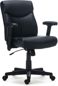 STAPLES Traymore Ergonomic Manager & Executive Office Chair, Task Desk Swivel with Wheels, Adjustable Height, Luxura Faux Leather, Black